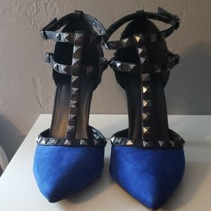 Blulanud black studded heels